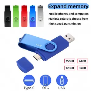 1 Piece USB Type-C Dual Port Flash Drive, High-Speed Storage Solution for Smartphones & Tablets, Portable Keychain Design, OTG Functionality, Multiple Colors Available