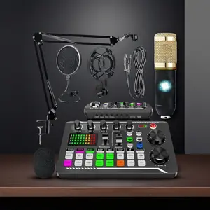 Podcast Equipment Bundle with Soundcard and Voice Changer, Audio Interface for Live Streaming and Vlogging, Perfect Recording Studio Package