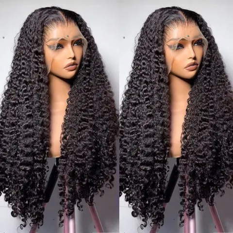 Bling Natural Human Hair Lace Front Wig - 12~36 inch, 180% Density, 13x6 Transparent Lace Frontal, Pre-Plucked, Deep Wave Wig, 13x4 Kinky Curly, 180% Deep Curl, Dye/Straighten Friendly, Ideal for Wedding, Party