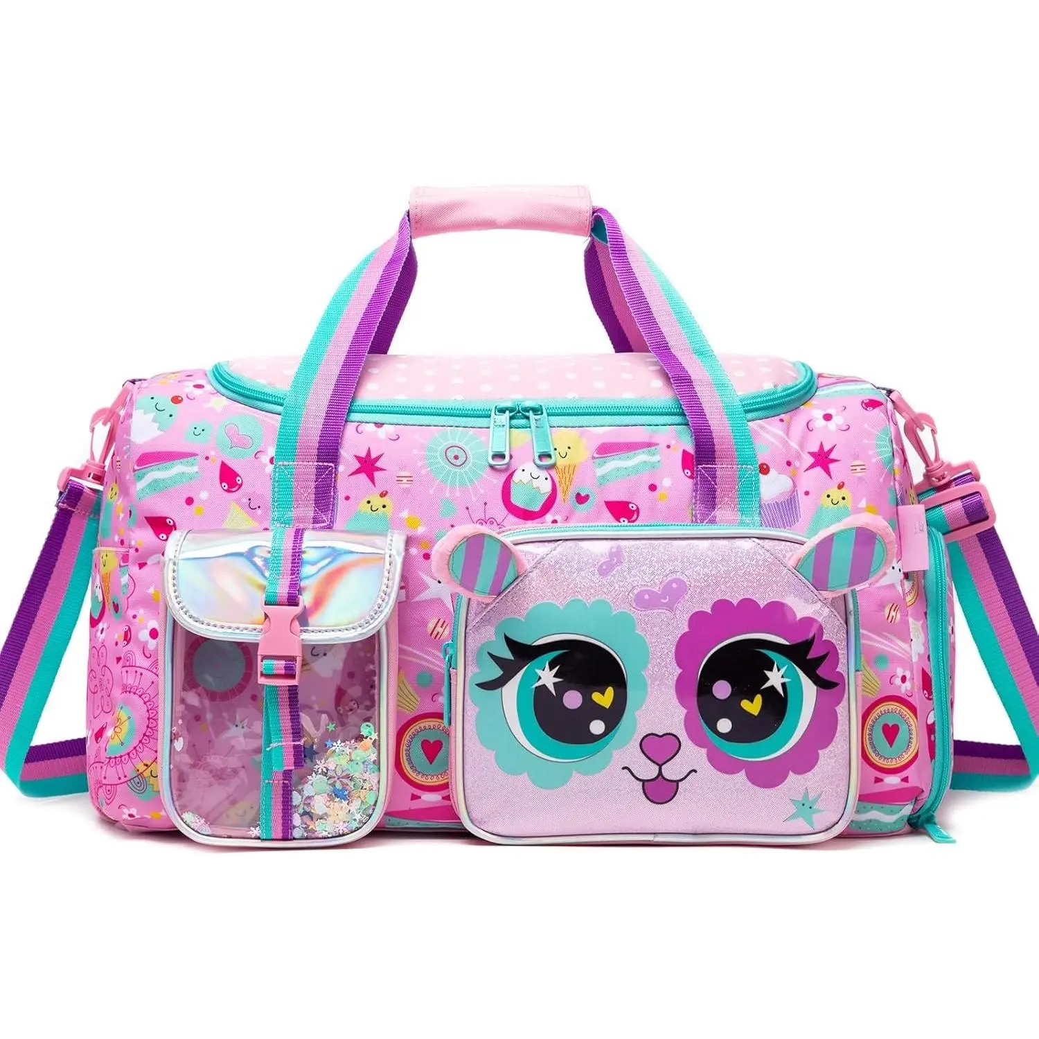 KF5-PCB014 Kids Duffle Bag Girls Travel Bag for Kids Overnight Bag for Girls Dance Bag for Girls Weekender Bag Gym Bag with Shoe Compartment