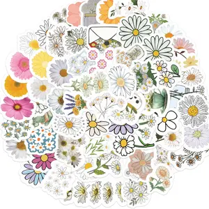 68pcs Vintage Floral Daisy Stickers Pack, Waterproof Botanical Flower Decals for Laptop, Water Bottle, Journal & Scrapbook, Plant Lover Gift