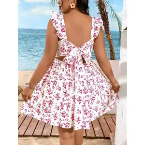 Clasi Casual mini floral dress with a simple and elegant print, suitable for summer, plus sizes, A-line, suitable for parties, Mother's Day