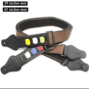 Adjustable Soft Guitar Strap Nylon Pick Holder for Electric Acoustic Guitar Bass