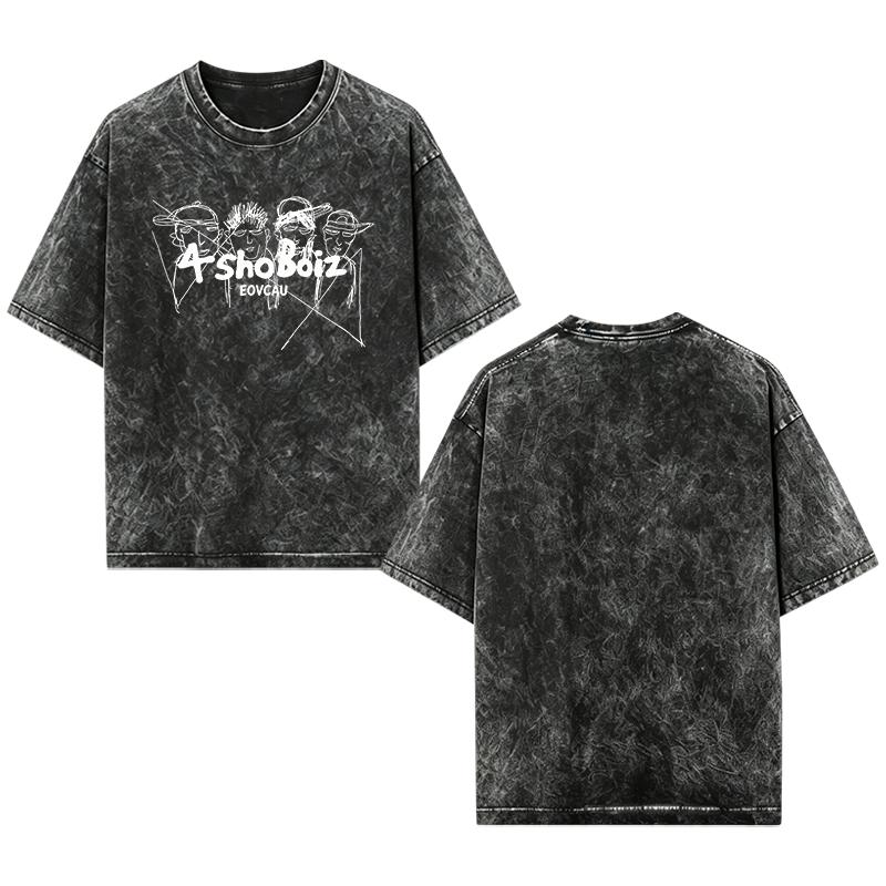[EOVCAU][Sale Up To 60%]Lngshot Kpop Boy Group Shirt, Gen 5 Kpop shirt, Kpop Inspired T-Shirt, Gift for Women Men，4shoBoiz Vintage Acid Wash Oversized Tee - Streetwear Hip-Hop Sketch Graphic T-Shirt，Y2K Aesthetic Rap Group Graphic Tee #HipHopStreetwear