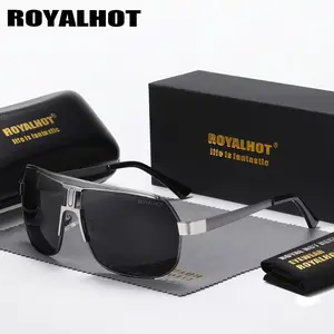 RoyalHot Unisex Polarized Alloy Square Oversized Frame Sunglasses Driving Sun Glasses Shades
