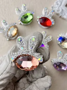 Random Color Alloy Rabbit Beads Set of 5, Artificial Crystal Decorative Beads for DIY Jewelry Making, Craft Supplies, Diy With Charms, Crystal Beaded