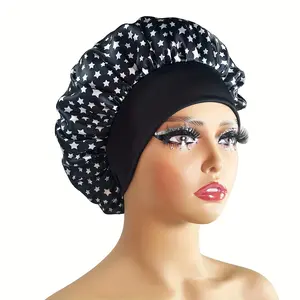 Star print bonnet's, ladies wide brimmed hair cap, large shower cap
