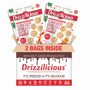 Drizzilicious Gingerbread Bites Mini Rice Cakes 2 Pack - Delightful Snack with Gingerbread Flavor for Quick and Tasty Eating