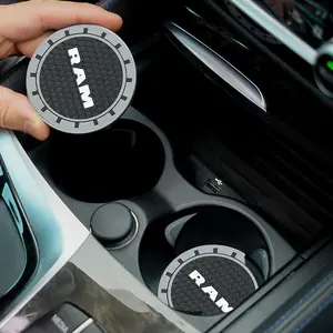 2pcs Car Water Cup Pad Silicone Coaster, Anti-Slip Mat for Dodge RAM 1500 2500 3500, 2014-2026 Accessory, Durable and Easy to Clean