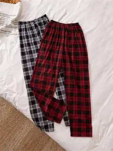 Cozy Plaid Pajama Pants for Women & Men – Soft Elastic Waist Loungewear, Classic Red/Black Plaid, Comfy Sleep, Casual Wear, Nightwear, Loose Fit for All Seasons, Lazy Days & Nighttime Relaxation, Loungewear for Couples & Solo Relaxers