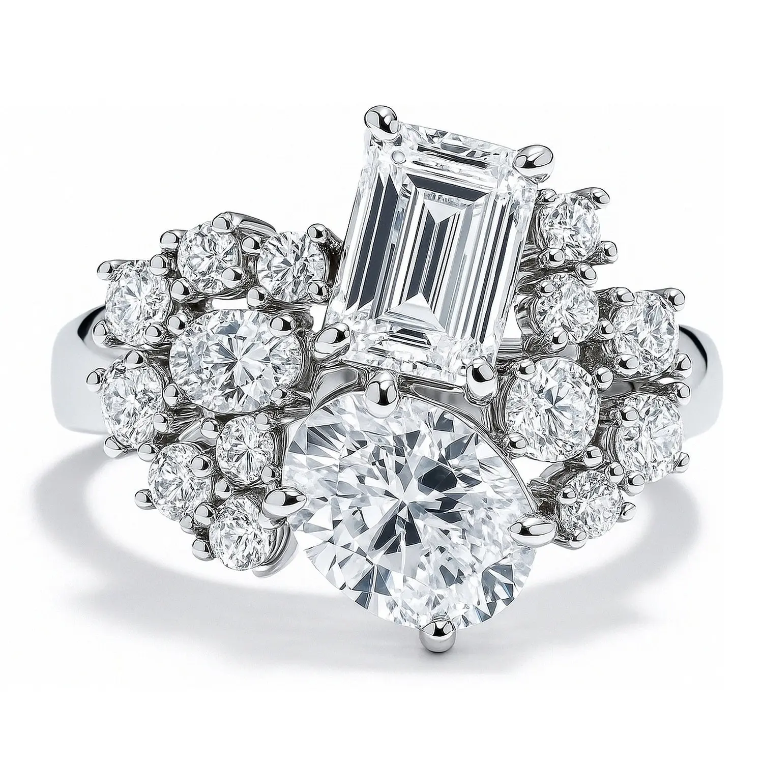 BERRICLE Sterling Silver Cluster Statement Cocktail Ring for Women, Cubic Zirconia CZ