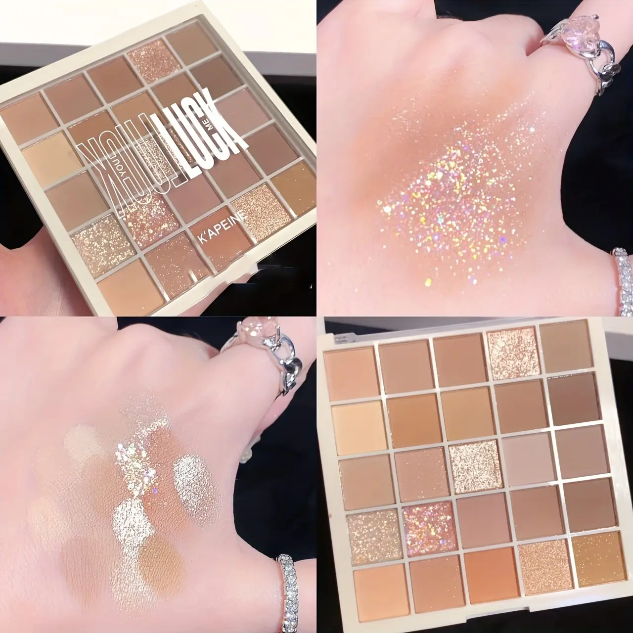 K'apeine Milk Tea Pearl 25-Color Eyeshadow Palette Ultra-Fine Glitter & Matte Earth Tones Beginner-Friendly Blendable Formula Long-Lasting Pigment Makeup Cosmetic 01
