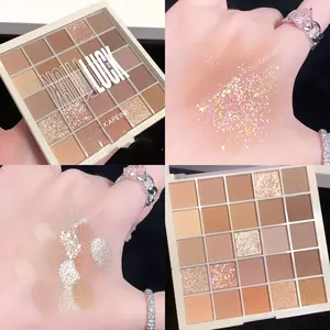 K'apeine Milk Tea Pearl 25-Color Eyeshadow Palette Ultra-Fine Glitter & Matte Earth Tones Beginner-Friendly Blendable Formula Long-Lasting Pigment Makeup Cosmetic 01