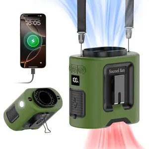 Socool 14500mah portable waist fan clip on belt 360 rotation wearable rechargeable personal shirt fan 67h cooling 5speed battery operated fans with light neck fan hanging for outdoor camping travel