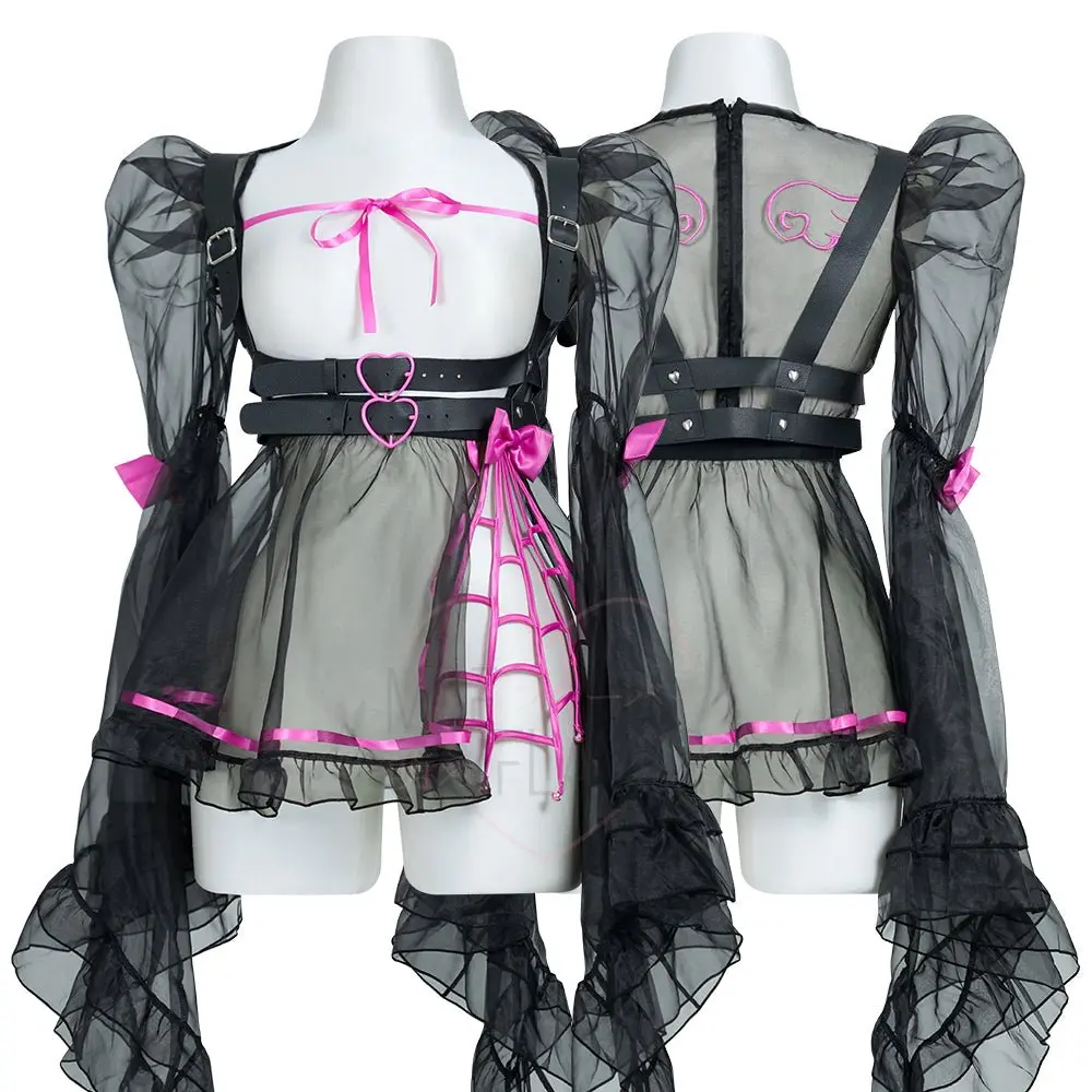 Goth Angel Ruffled Lace Sheer Dress