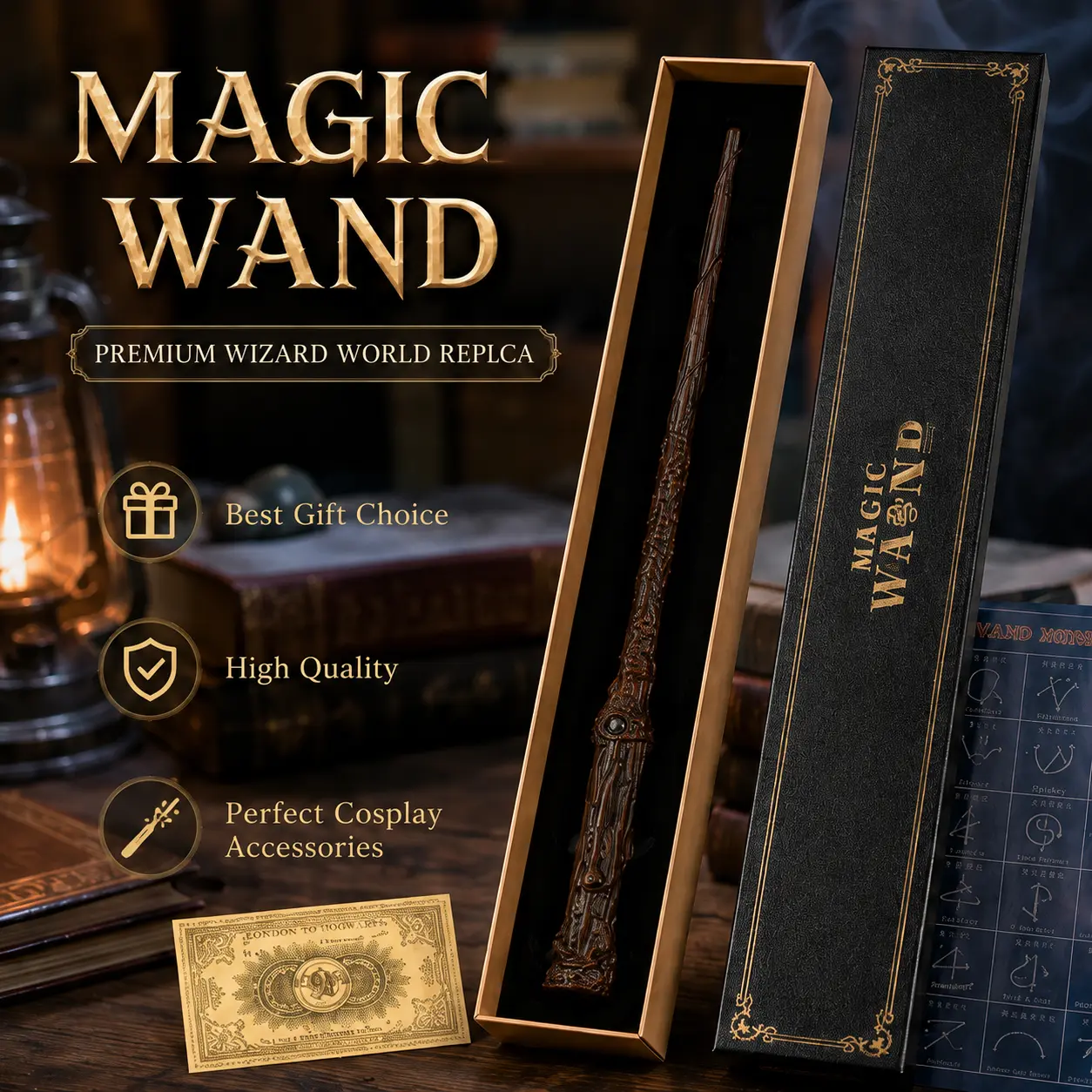 Authentic Wizarding World Magic Wand Replica, Dumbledore Detailed Wizard Prop, Halloween Cosplay Costume Accessory, Magic Trick Performance Gadget, Ideal Birthday & Holiday Gift for Potter Fans & Wizard Enthusiasts