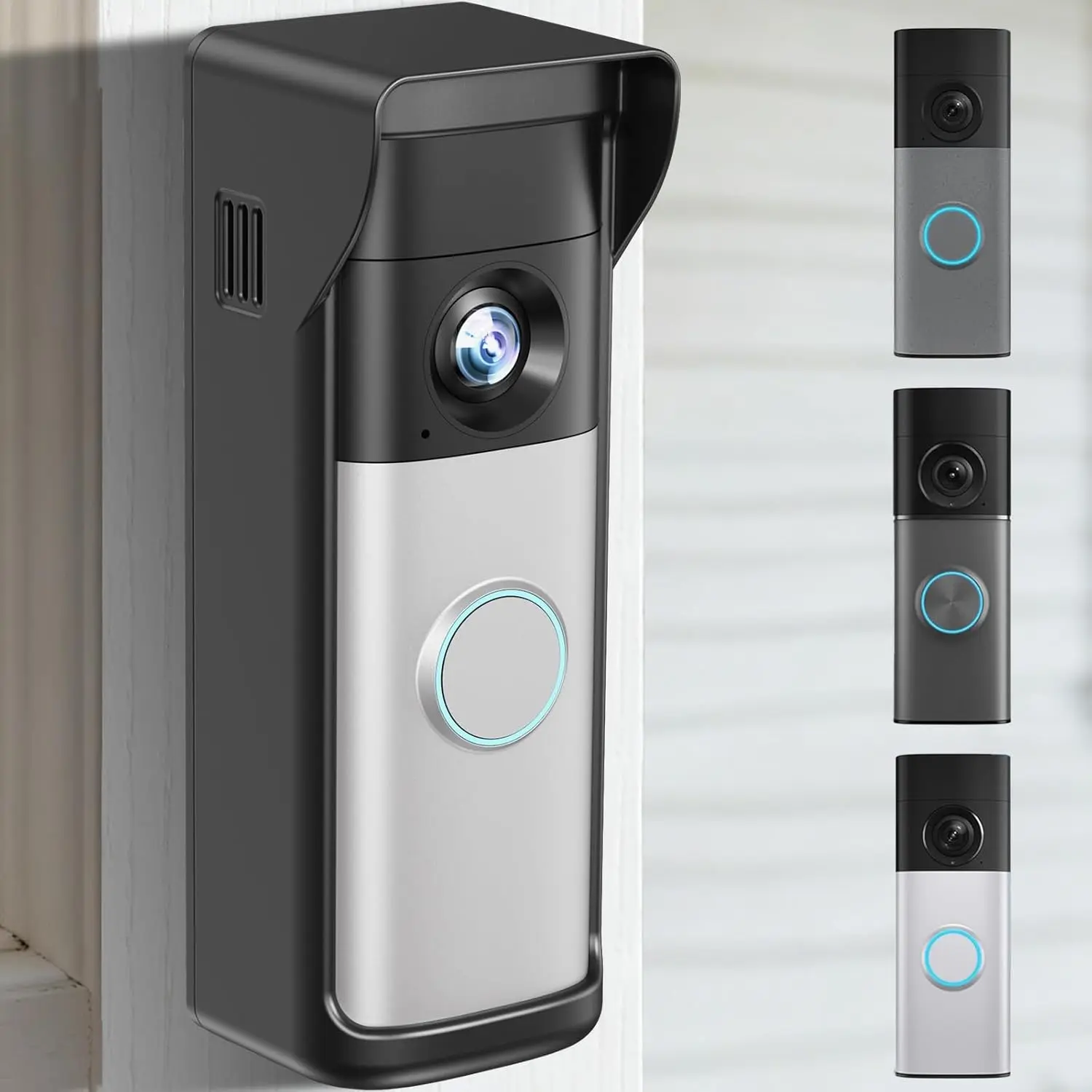 No-Drill Door Mount for 2026 Newest Ring Battery Doorbell Plus & Pro, Adhesive Bracket Holder with Rain Cover, Security Screws for Dual Installation of Wireless Video Cameras