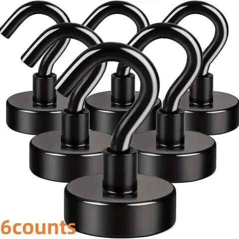 Magnetic Hook, 6 Counts Stainless Steel Magnetic Hook, Strong Magnet Hook, Home Organizer for Kitchen, Bathroom, Office, Bedroom