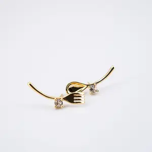 [Honger]18k Gold Plated Miniature Fork and Spoon Earrings Luxury Fork & Spoon Studs -  trendy jewelry party earring gold earring real gold