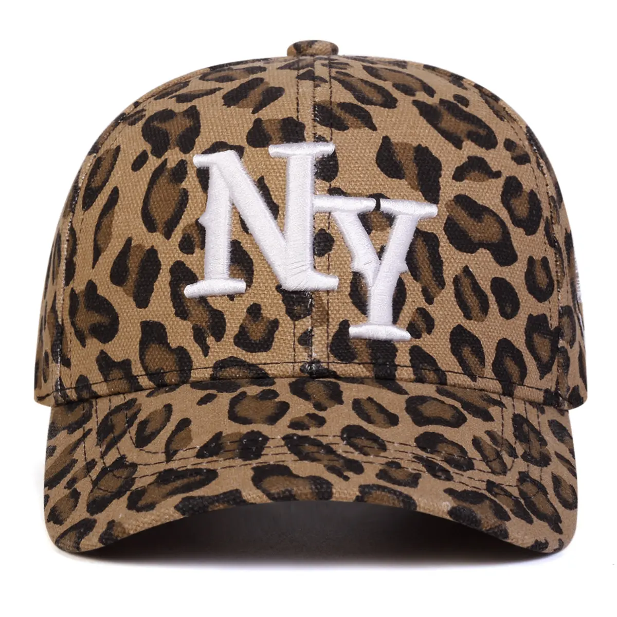 Leopard Print Baseball Cap with NY Logo Adjustable Fit for Outdoor Casual Wear Trendy Comfortable Hat for Men and Women vintage