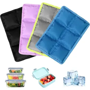 4 count Ice Packs for Lunch Boxes & Coolers -Slim  Space Saving Cooler Ice Packs,Water Absorption (6"x4"x0.7") - Multi-Colored,  Cooler for Picnic, & Camping