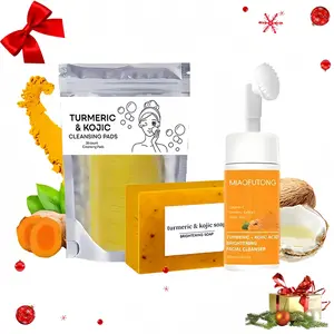 Turmeric Wash and Care Three Piece Set,Turmeric Tablets, Turmeric Cleansing Mousse,Turmeric Soap Facial Cleansing Skincare FacialCleansing Cleanser Exfoliate Kit,Christmas&New Year gifts.