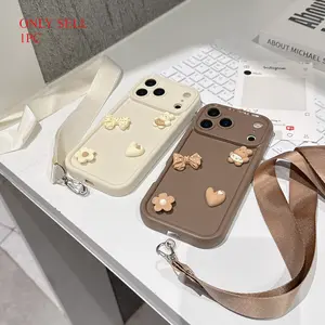 Fashionable 3D figurine lanyard phone case, equipped with a detachable lanyard, suitable for iPhone 17/17 Pro max/17Air/16/15/14/13/12/11 series, luxurious soft frosted protective case, phone lanyard crossbody bag, phone case with lanyard, Cover