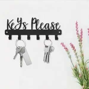 Keys Please Letter Pattern Key Holder, 1 Count Metal Key Organizer, Charming and Functional Design Key Holder for Hallway and Door Decor, Shelves, Wall Mount Design