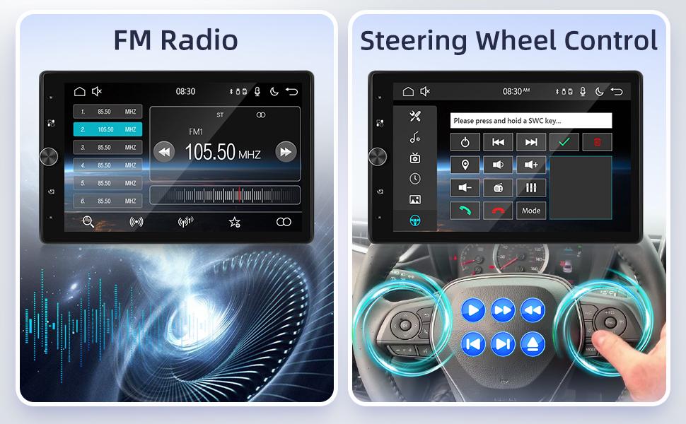 10.4‘’ Single Din Car Stereo with Wireless Carplay Android Auto, Manual Rotator Screen with Bluetooth FM AM Radio Mirror Link USB/AUX/Equaliser Setup + Reversing Camera