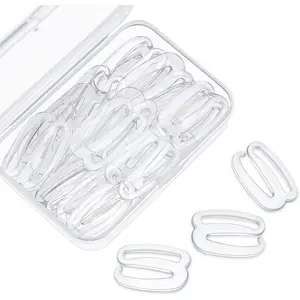40 Pieces Swimsuit Bra Hooks Bra Slide Hook Strap Replacement for Swimsuit Tops and Lingerie, Inner Diameter 1 Inch(Clear)