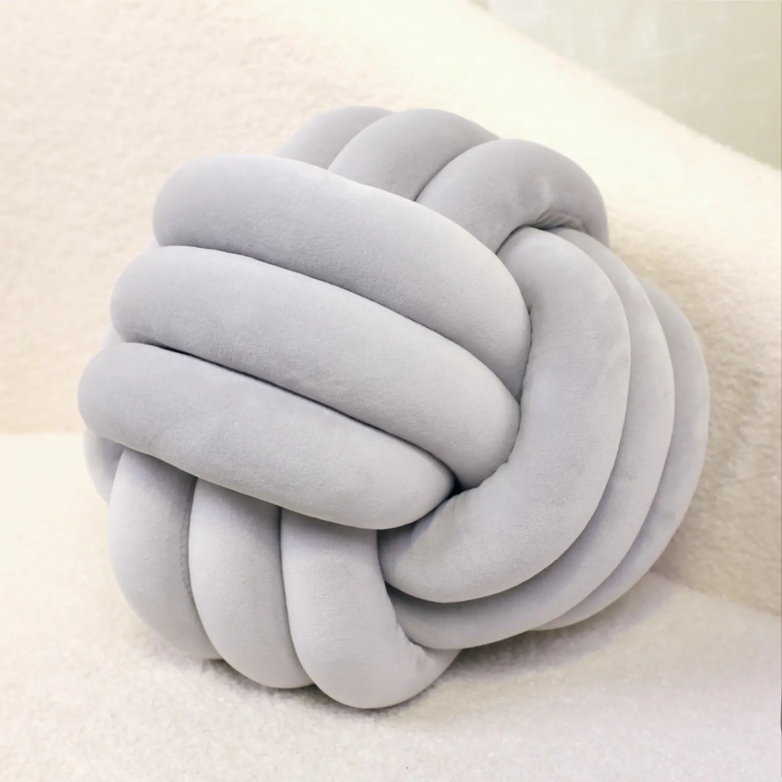 Nidhya 11 Inch Knot Ball Pillow, Soft Plush Knotted Round Throw Pillow Cushion, Handmade Decorative Knot Cushion Pillow for Home Decor, Cozy Accent Pillow for Bed, Couch & Living Room