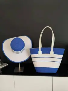 Women's Fashionable Straw Bag & Wide Brim Hat, Casual Versatile Sun Hat & Large Capacity Bag Set, Retro Simple and Versatile, Suitable for Daily Travel, Beach Vacation, Handmade Woven Bag