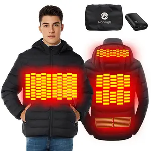 【Includes Power Bank】Norwell Men's Heated  with Dual Control Classic warm jacket with Hood, Windproof Waterproof Winter Outerwear, Dual Control Coats, Snowproof Weather Menswear Tops