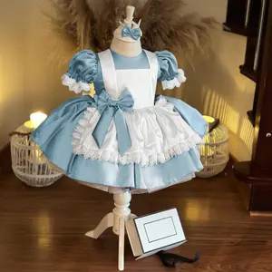 06 Girls' dresses princess dresses Alice in Wonderland puff sleeve bow dresses
