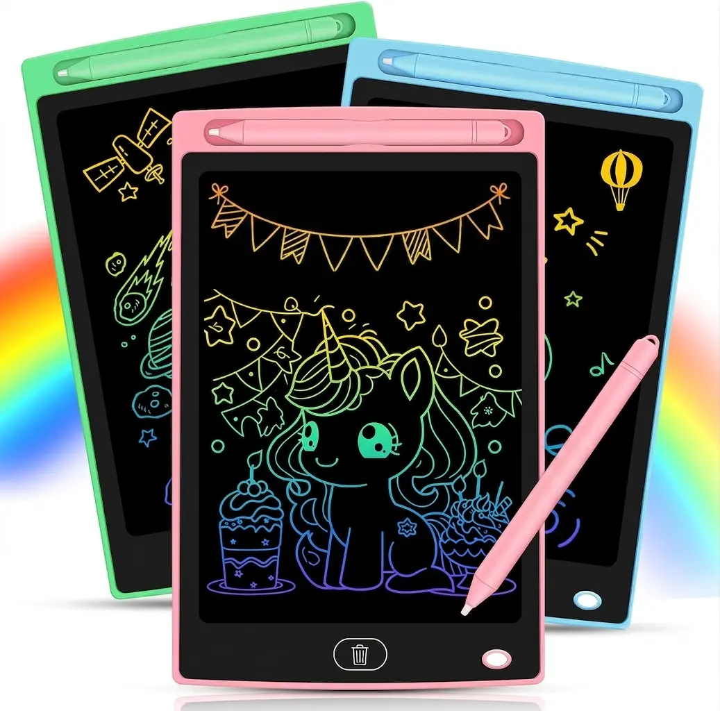 3 Pack LCD Writing Tablet for Kids,  Reusable Erasable Doodle Board, Toddler Drawing Pad for Learning, Writing & Drawing, Educational Toys for Boys Girls Ages 3-8, Back to School Gifts, Pink Blue Green Colorful Durable
