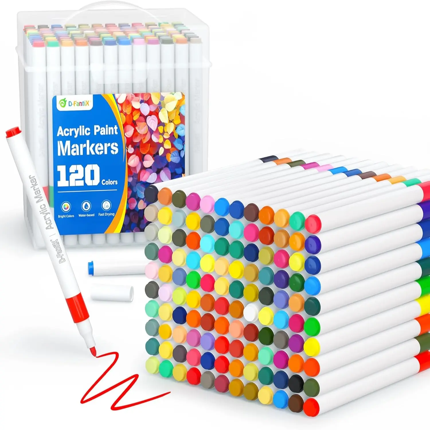 120 Colors Acrylic Paint Markers for Kids Adults, Fine Tip Acrylic Paint Pens for Wood, Fabric, Glass, Canvas, Ceramic, Plastic, Rocks, Eggs, Shoe, DIY Arts and Crafts Scrapbook Supplies