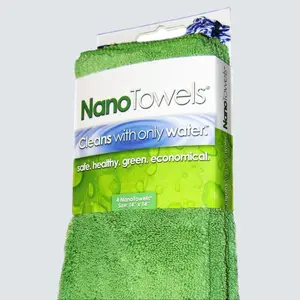 Nano Towels Cleaning Cloths Cleans w/Only Water Wipes Away Dust Spills Grime no Chemicals Paper 14x14” 4-Pack Household Steel Kitchen Glass Microfiber