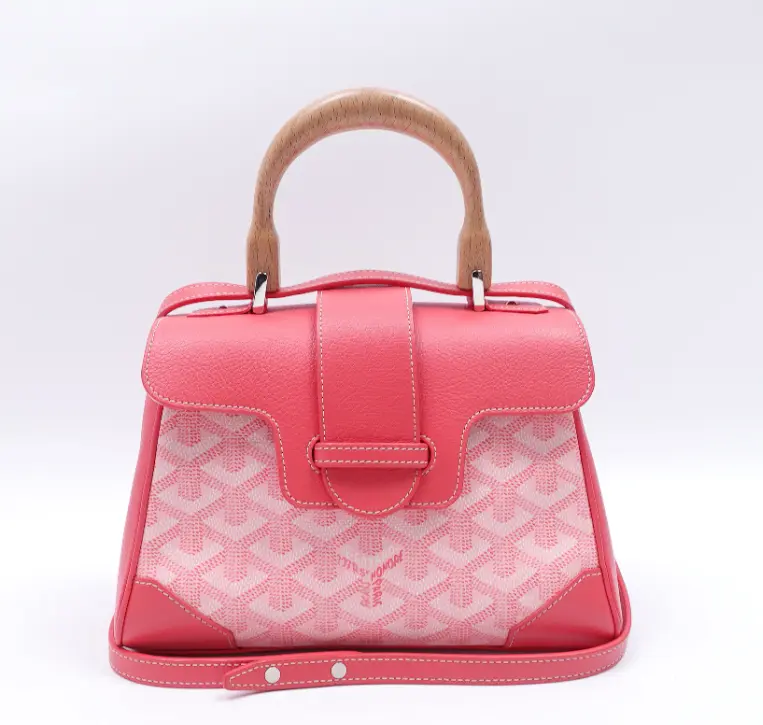 Pre-owned Goyard Saigon Mini Pink Goyardine Canvas Leather Bag