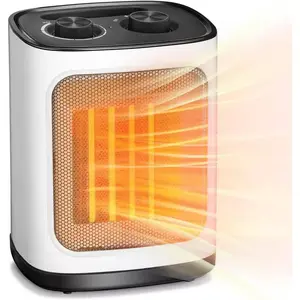ZAFRO Space Heater Indoor Use Electric Ceramic Space Heater, Portable Heaters Fan for Bedroom with Adjustable Thermostat ,1500W(White)
