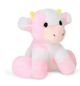 Pink Cow Stuffed Animal, Cute Soft Strawberry Cow Pillow, Cartoon Plushie Gift for Boys & Girls (8 Inch)