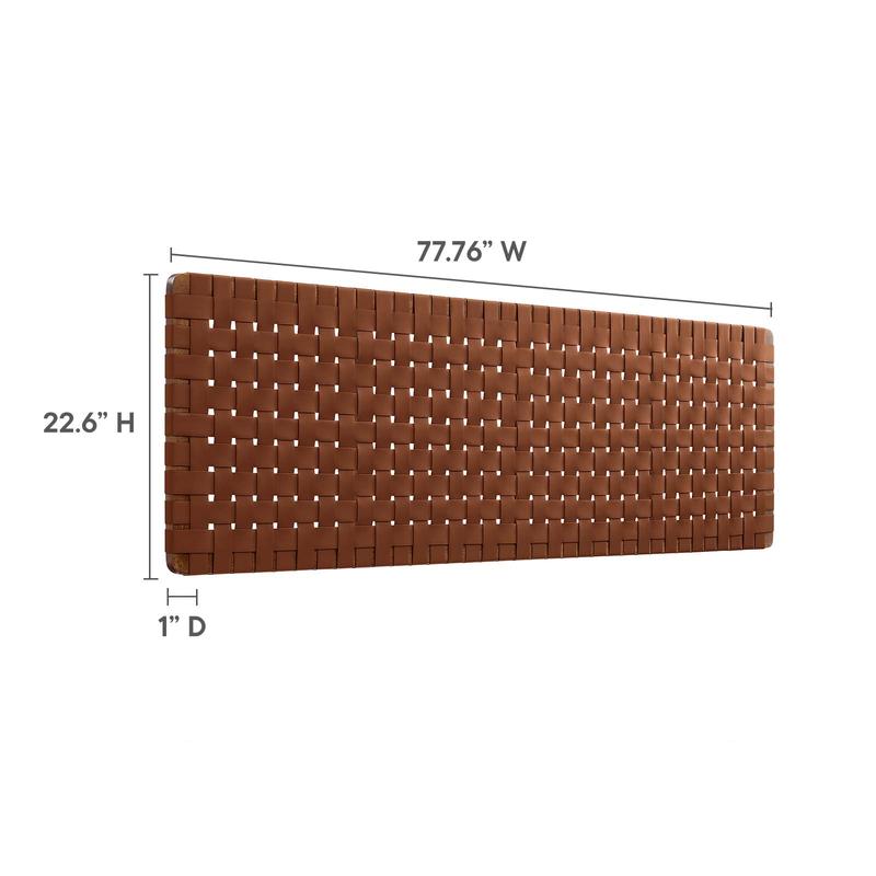 Modway Sparta Weave Wall-Mount King Vegan Leather Headboard in Walnut Brown