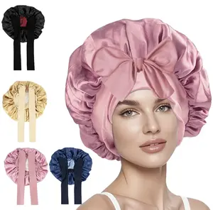 Satin Bonnet Silk Bonnet Adjustable Bonne For Sleeping Hair Bonnet With Tie Band Bonnets For Women Men