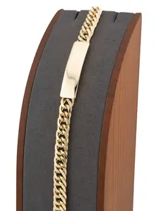 Wonderful adult ID style bracelet, 8 inches long, made of gold-plated material, and you can personalize it with your name. Please leave the name in a note or message.