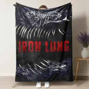Iron Lung Horror Movie Monster Claw Skeleton Design Flannel Blanket,Dark Core Aesthetic Blanket,Horror Movie Merch Gift for Fans,Soft Warm Nap Blanket for Home Office Travel