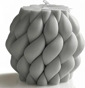 Knot Ball Candle - Large Handmade Scented Soy Wax Pillar Candle with Elegant Bubble Aesthetic Housewarming , Shelf & Coffee Table Centerpiece, Phantom Gray (Medium)