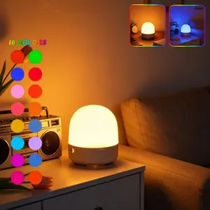 Modern RGB LED Night Light, Remote & Touch Sensor Bedside Lamp, USB Powered, Adjustable Brightness, Portable Desktop Lighting, Sleep Aid, Gift Idea