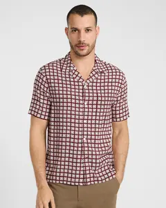 Express Geo Tile Camp Collar Short Sleeve Shirt