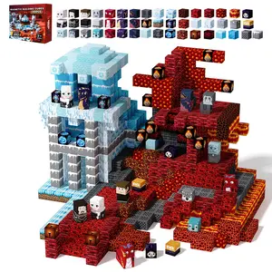 Magnetic Building Blocks - Fire & Ice Theme，100/150/200pcs Large Particles Magnetic Tiles Set | STEM Sensory Development Toy, Spatial Reasoning & Cube Building, Montessori Learning, Creativity Gift for 3+ Year Old Boys GirlsFire & Ice，