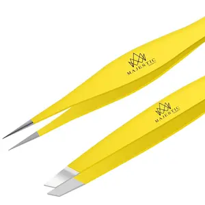 Majestic Bombay Precision Tweezers Set – Fine Point & Slant for Ingrown Hair, Splinters, Ticks & Eyebrows | Surgical-Grade Stainless Steel