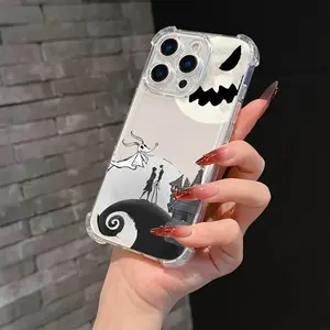 Halloween Skull Jack Phone Case for iPhone 16 15 14 13 12 11 Pro Max X XR XSMAX 8 21 Plus, Shockproof Transparent Soft Case, Impact-resistant Protective Cover, Daily Use Case, Spooky Aesthetic, Halloween Theme, Flexible Material, Technology Enthusiast, Ho